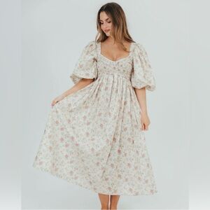 Worth Collective Harlow Maxi Dress in Off-White Floral Bump Friendly